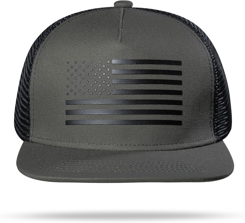UALON Baseball Cap, Snapback Trucker Hat for Men & Women with American Flag and Adjustable, Breathable Mesh, Flat Bill Hats - Image 3